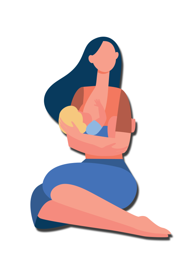 Cartoon image of mother breastfeeding newborn baby