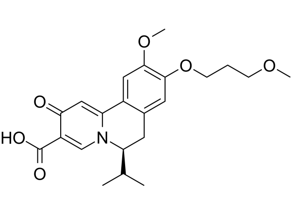 The chemical structure of the RG7834 compound which can block the replication of hepatitis A and B viruses