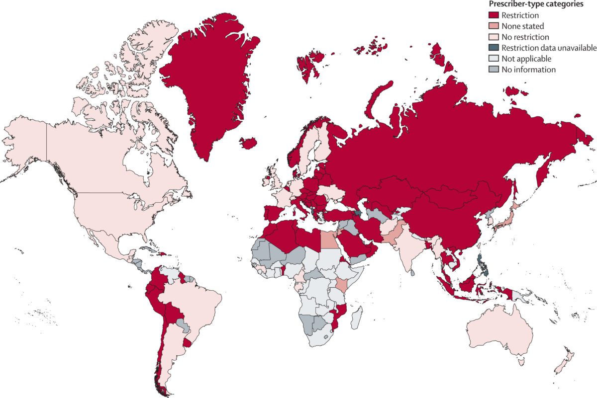 Prescriber-type restrictions on reimbursement of direct-acting antiviral drugs for patients with HCV infection by country